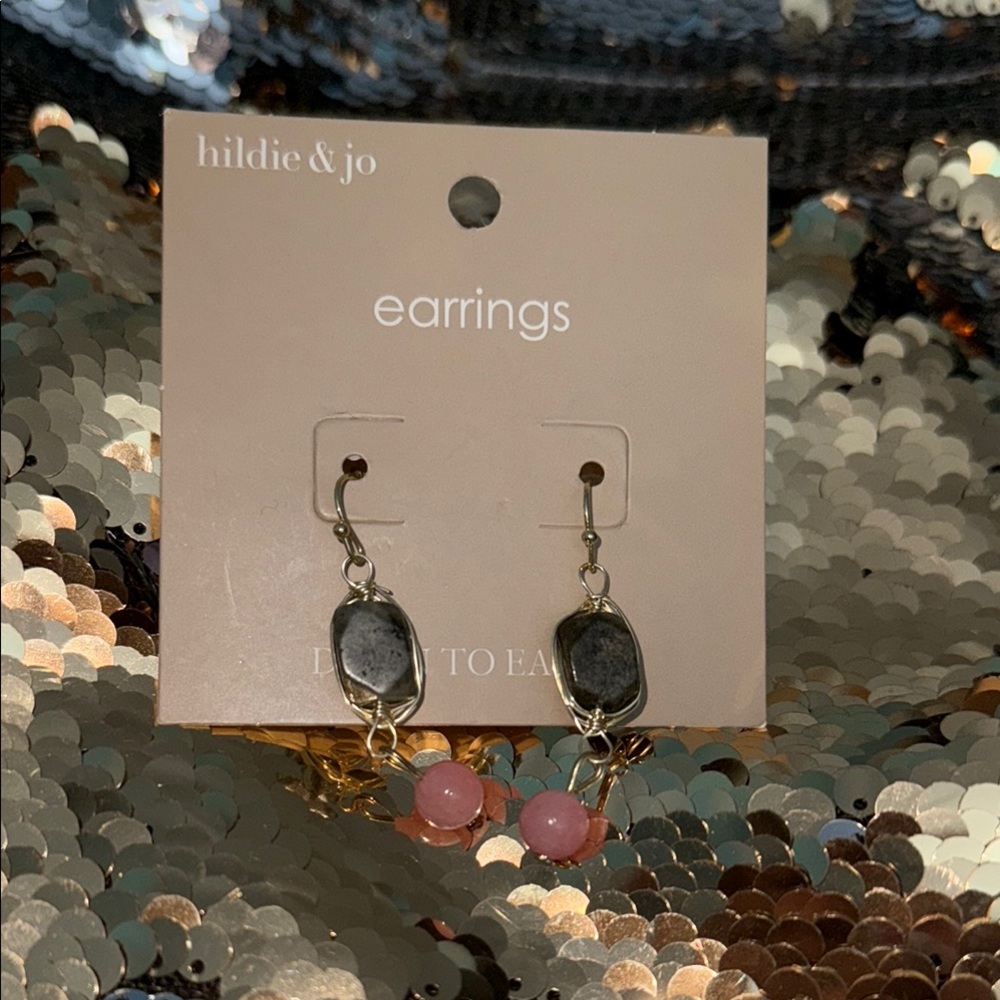 Black and Pink Dangle Earrings with Classic Design